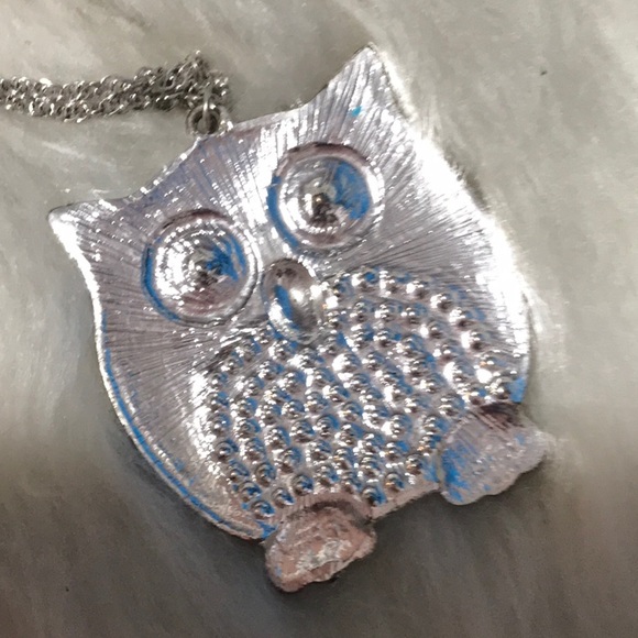 NWT Julie’s Closet OWL long sleeve shirt & metal bling owl necklace - Picture 9 of 10